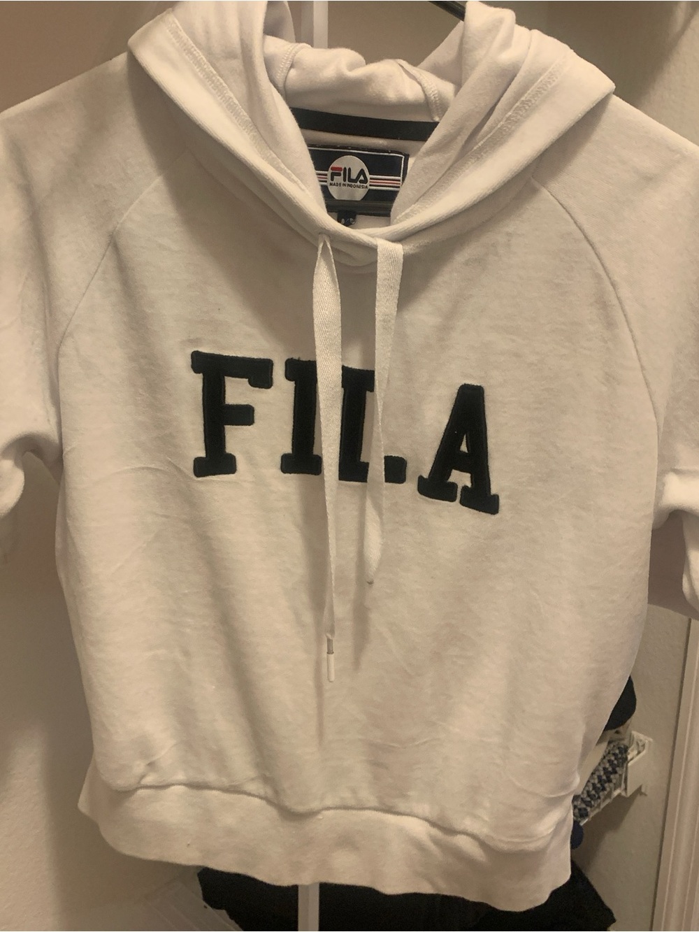 Fila White Hoodie with Black FILA Lettering